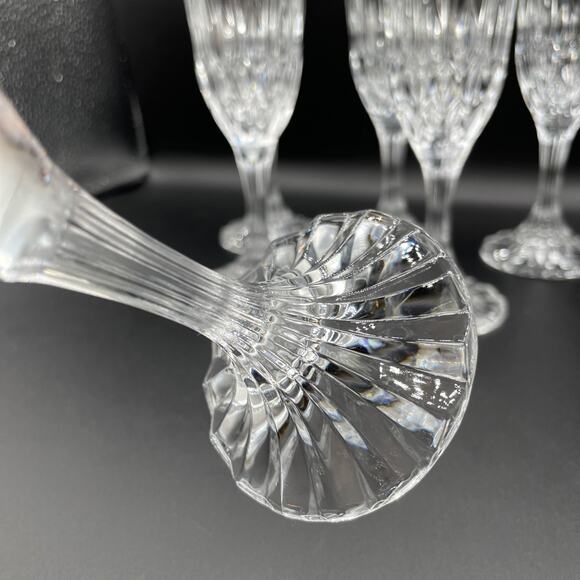 6 Vintage Cristal D'Arques - Durand Bretagne Fluted Champagne - 8 1/4" - Picture 7 of 9